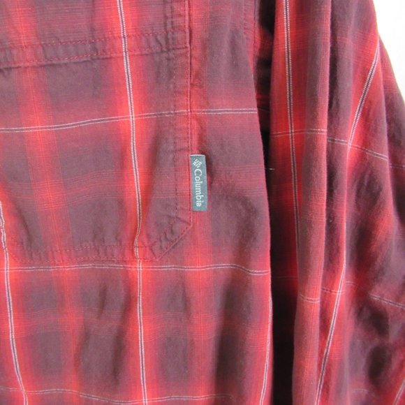 Columbia Shirt Long Sleeve Button Down Red Tartan Plaid Holiday Size Medium - Picture 3 of 7